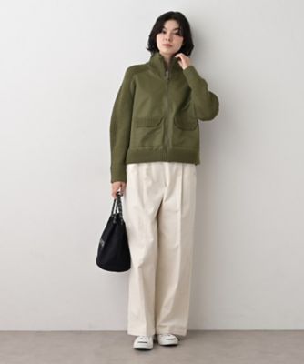 洗える】異素材ミックスジップブルゾン（2002534822