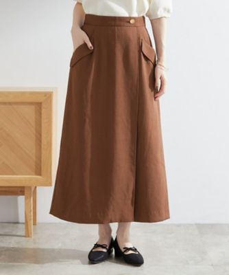 BLUE LABEL プリーツ 巻き ラップ スカート 膝下 ベルト ベージュ BLUE LABEL プリーツ 巻き ラップ スカート 膝下 ベルト