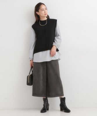 洗濯機可／S－LL】やわらかスエード調ガウチョパンツ