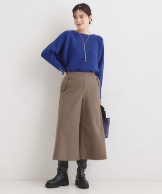 洗濯機可／S－LL】美脚見え 圧縮ニット ガウチョパンツ