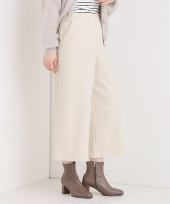 洗濯機可／S－LL】美脚見え 圧縮ニット ガウチョパンツ