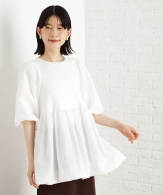 バルーンスリーブペプラムチュニック【洗える
