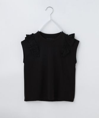 【１１０ー１６０】コットン肩フリルＴシャツ（２００２５３５０１１）