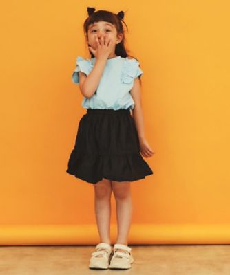 【１１０ー１６０】コットン肩フリルＴシャツ（２００２５３５０１１）