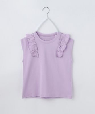 【１１０ー１６０】コットン肩フリルＴシャツ（２００２５３５０１１）