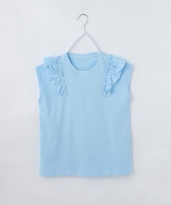 【１１０ー１６０】コットン肩フリルＴシャツ（２００２５３５０１１）