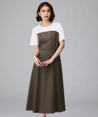 【美品】UNTITLED 46 2024ss 異素材ドッキングワンピース BLK 異素材ドッキングワンピース（2002535040
