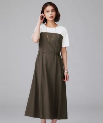 美品☆アンタイトル☆ワンピース☆1☆異素材☆レース きれいめカジュアル／セミフレア】異素材ドッキングワンピース