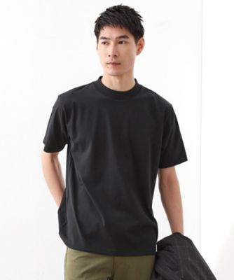 モックネックプレーティング半袖Tシャツ 【接触冷感／洗濯機