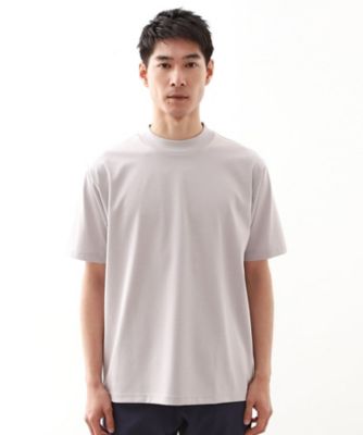 モックネックプレーティング半袖Tシャツ 【接触冷感／洗濯機
