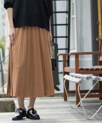 OPAQUE.CLIP (Women)/オペークドットクリップ フェイクスウェードプリーツスカート【静電気防止加工/洗濯機OK】《6col/S~LL》(2002535636) チャ041 ロングスカート【三越伊勢丹/公式】