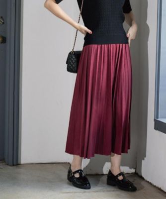 OPAQUE.CLIP (Women)/オペークドットクリップ フェイクスウェードプリーツスカート【静電気防止加工/洗濯機OK】《6col/S~LL》(2002535636) アカ864 ロングスカート【三越伊勢丹/公式】