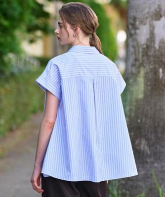 洗える／コットン100％】イレギュラーヘムストライプシャツ