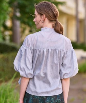 ♡り専用♡NOBLE ストライプドロストボリュームスリーブブラウス ストライプドロストオーバーシャツ（シャツ／ブラウス）｜NOBLE