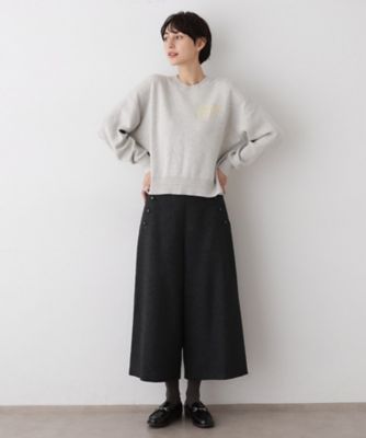 洗える／後ろゴム】ツイードマリンクロップド丈パンツ