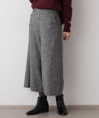 洗える／後ろゴム】ツイードマリンクロップド丈パンツ