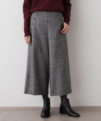 洗える／後ろゴム】ツイードマリンクロップド丈パンツ