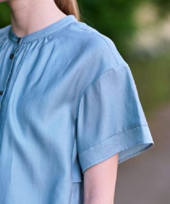 洗える／コットン100％】バックフレアティアードブラウス