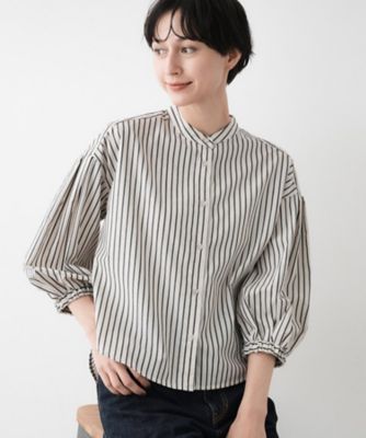 ＜Dessin (Women)＞【洗える】ストライプギャザー袖ブラウス（２００２５３５８７７）