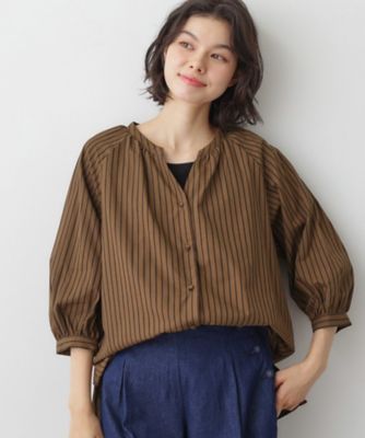 risakon ヴィンテージ、シルクストライプ 長袖 ボディスーブラウス 11004705218202360001?$VS_1500$