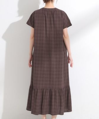S－LL】大人のチェック柄 ティアードワンピース