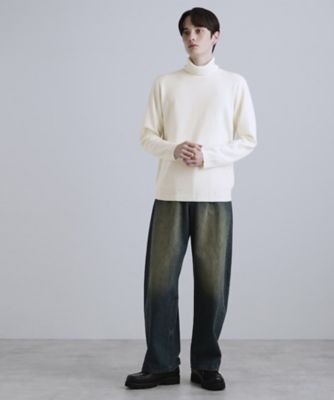 halftimeタグつき未使用　タートルネックニット 5ゲージスノー加工ケーブルタートルネックセーター｜メンズ