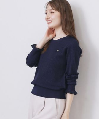 ゴールドプレート付きケーブルニット【洗濯機OK