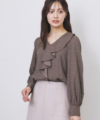 【SALE】index (Women)/インデックス Vネックフリルブラウス【洗濯機OK/イージーアイロン】(2002536201) ベージュ154 トップス【三越伊勢丹/公式】