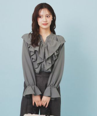 index (Women)/インデックス フリルデザインスキッパーブラウス【洗濯機OK/イージーアイロン】(2002536246) グレー014 トップス【三越伊勢丹/公式】