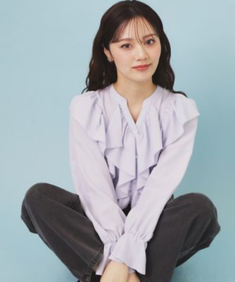 index (Women)/インデックス フリルデザインスキッパーブラウス【洗濯機OK/イージーアイロン】(2002536246) アオ090 トップス【三越伊勢丹/公式】