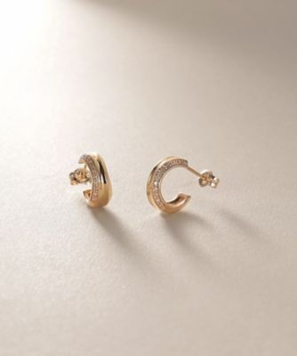 K10ダイヤモンド 逆アールフープ スタッドピアス