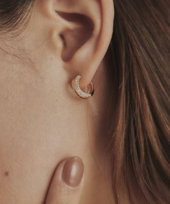 K10ダイヤモンド 逆アールフープ スタッドピアス