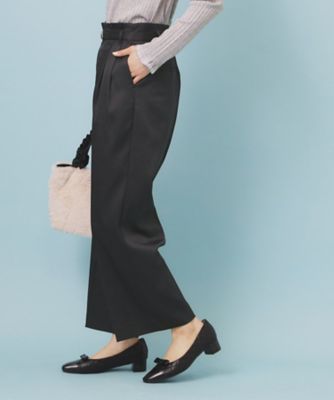 ベルト付き2タックワイドパンツ【洗濯機OK／ストレッチ／防シワ