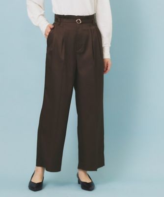 index (Women)/インデックス ベルト付き2タックワイドパンツ【洗濯機OK/ストレッチ/防シワ/イージーアイロン】(2002536269) チャ044 パンツ・ズボン【三越伊勢丹/公式】