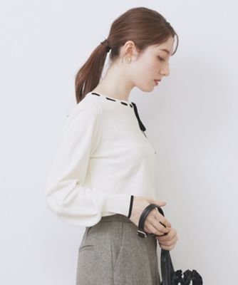 リボンデコ 裾タックダンボールニットパンツ /洗える(フルレングスパンツ