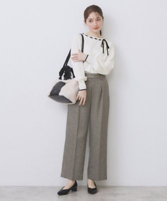 のりこ はしごリボンバイカラーニット【洗濯機可