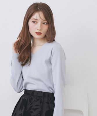 ゴールドボタンVネックニット【洗濯機OK】《6col