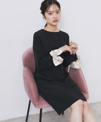 ＜index (Women)＞ダブルクロスリボンスリーブワンピース【洗濯機ＯＫ】（２００２５３６２８９）