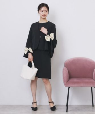 ダブルクロスリボンスリーブワンピース【洗濯機OK