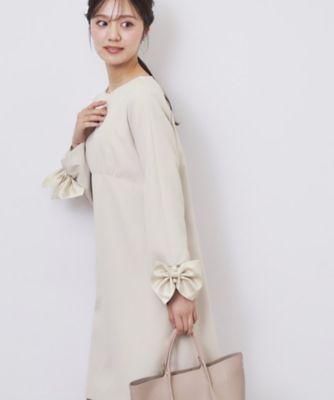 ダブルクロスリボンスリーブワンピース【洗濯機OK