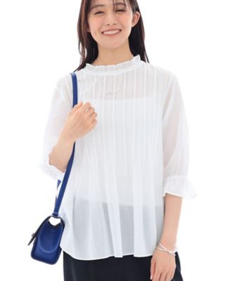 ＜INDIVI S (Women/小さいサイズ)＞【洗える／コットン】ピンタックシアーブラウス（２００２５３６３１２）