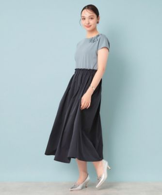 ドーナツワンピース ジャージ×タフタ／レース】異素材ドッキングワンピース
