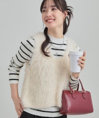 ＜SHOO LA RUE (Women)＞【Ｓ－ＬＬ／２点セット】着るだけでコーデが決まる　フェザーベスト×リブニット（２００２５３６４５８）