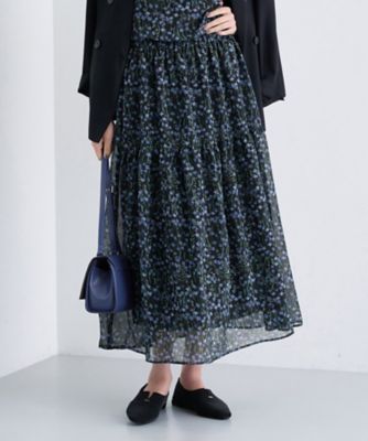 セットアップ可能】フラワーシフォンスカート
