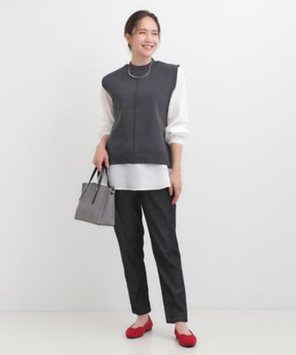 S－LL／2点セット】着回し自在 ニットベスト＋フレアブラウス