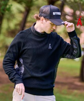 布帛コンビクルーネックニット（2002536530） | ADABAT