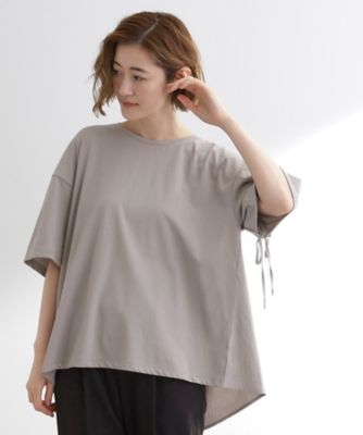 極美品　サポートサーフェス　ドルマンスリーブとろみ変形トップス　ピンク 後ろ姿で魅せる バックドロストシャーリングTシャツ