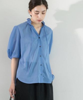 【SALE】OPAQUE.CLIP (Women)/オペークドットクリップ シアーフリルネックブラウス(2002536708) アオ091 トップス【三越伊勢丹/公式】