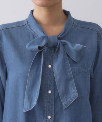 Rirandture デニムボウタイブラウス Rirandture デニムボウタイブラウス Rirandture デニムボウタイ