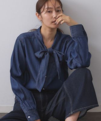 OPAQUE.CLIP (Women)/オペークドットクリップ セルロース混デニムボウタイブラウス(2002536733) アオ094 トップス【三越伊勢丹/公式】